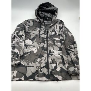 Charlotte Russe Womens Camo Full Zip Windbreaker Rain Hoodie Jacket  Size Large